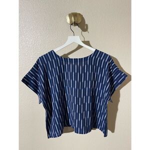 Noonday Collection Navy and White Striped Crop Top
